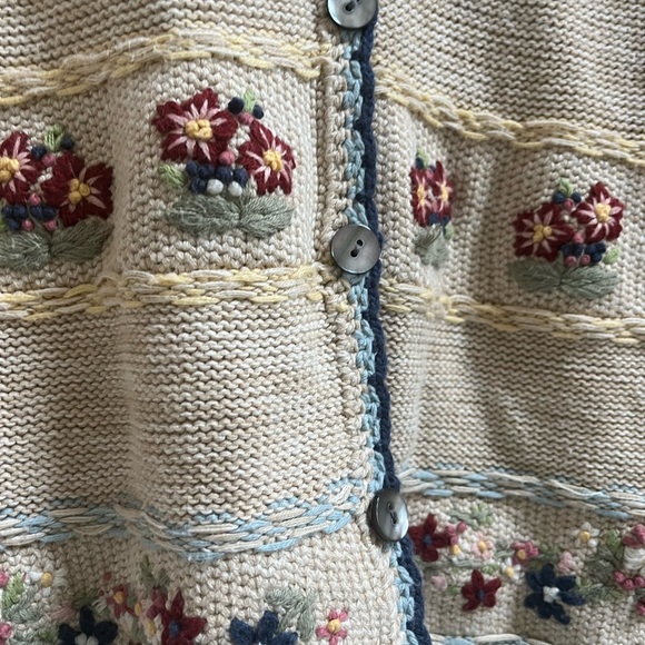 Laura Ashley Vintage Floral Knit Cardigan Sweater Cottagecore - Picture 4 of 6